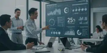 Automating Accounts Receivable: Reduce Processing Time 25% by 2025 Team collaborating on automated accounts receivable dashboard, showing 25% processing time reduction