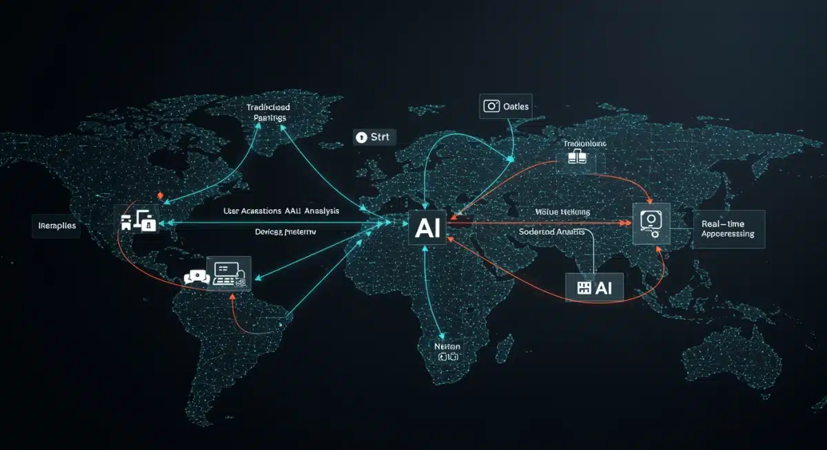 AI algorithms analyzing complex data networks for fraud detection