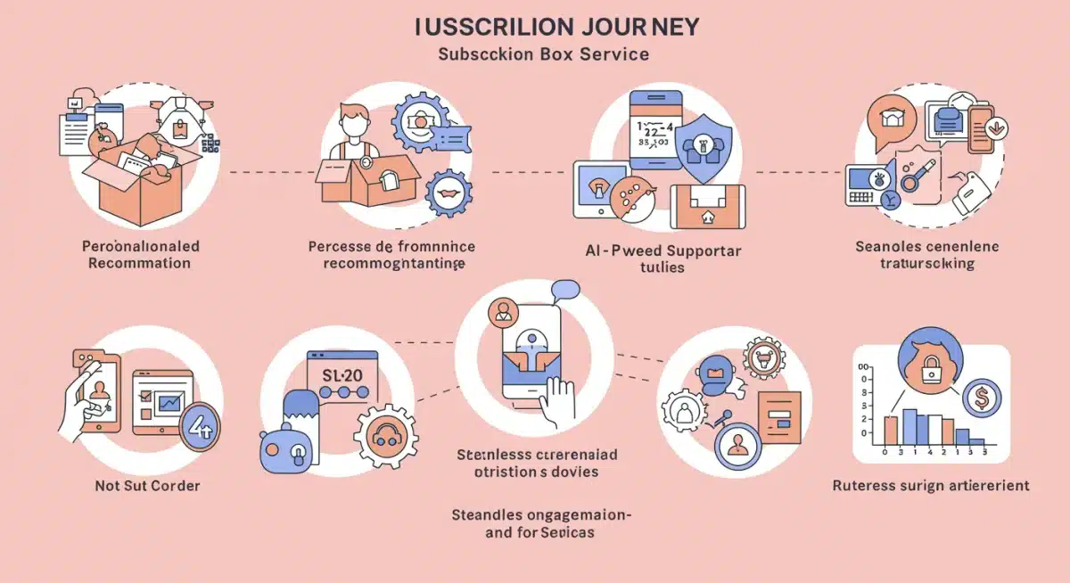 Infographic detailing customer journey optimization in subscription box services with tech.