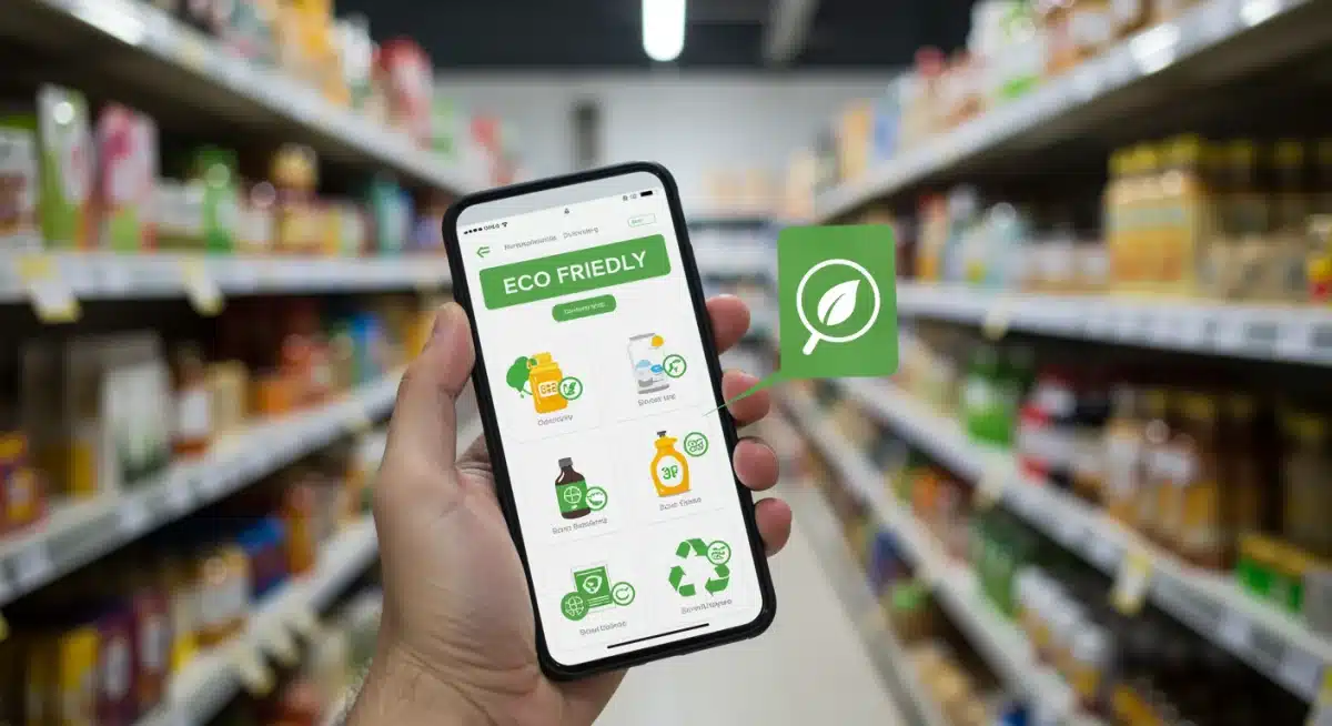 Smartphone displaying eco-friendly product filter on an e-commerce site