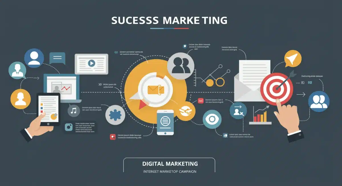 Infographic showing integrated digital marketing strategies for market penetration
