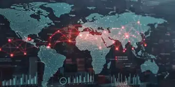 Global supply chain network with US sales data overlay