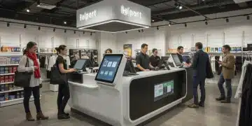 Choosing the Right POS System: 2025 Retailer Guide Modern POS system in a bustling retail environment