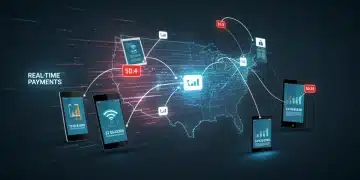 Real-Time Payments US: What Your Business Needs by March 2025 Digital network illustrating real-time payment transactions across the United States