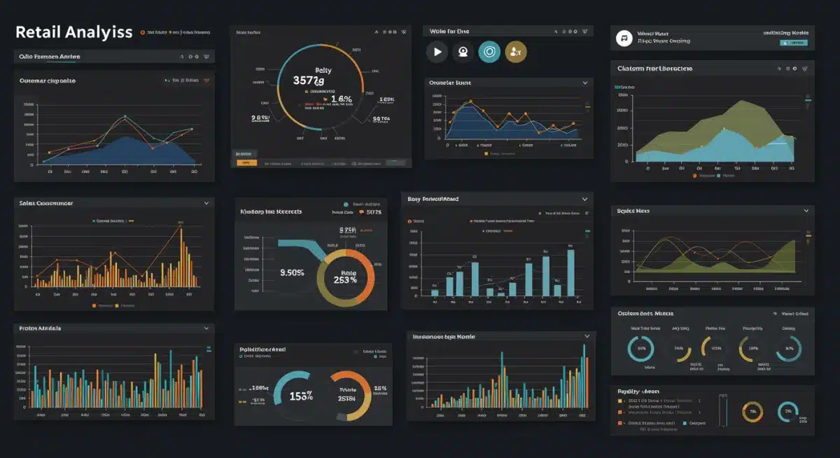 Retail analytics dashboard showing key performance indicators and big data insights