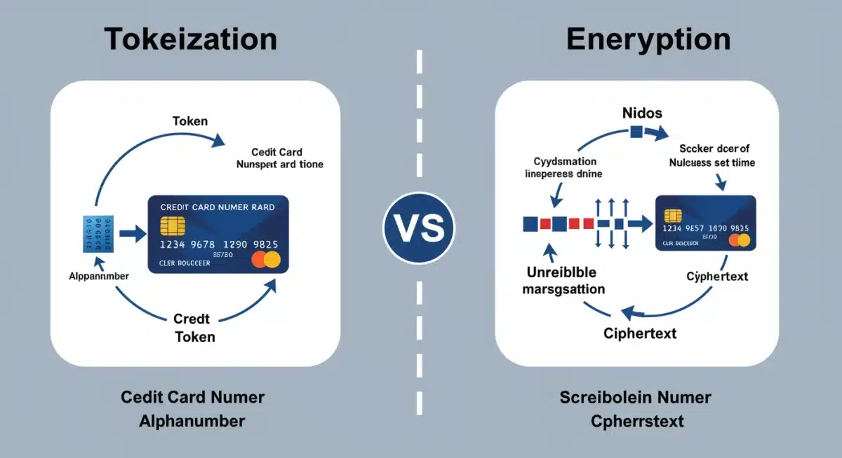 Infographic comparing tokenization and encryption processes for payment security