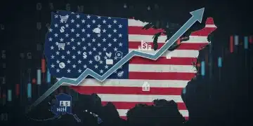 Navigating US Inflation: 2025 Strategies for Commerce Leaders Graph showing rising inflation affecting US commerce, with strategic planning icons.